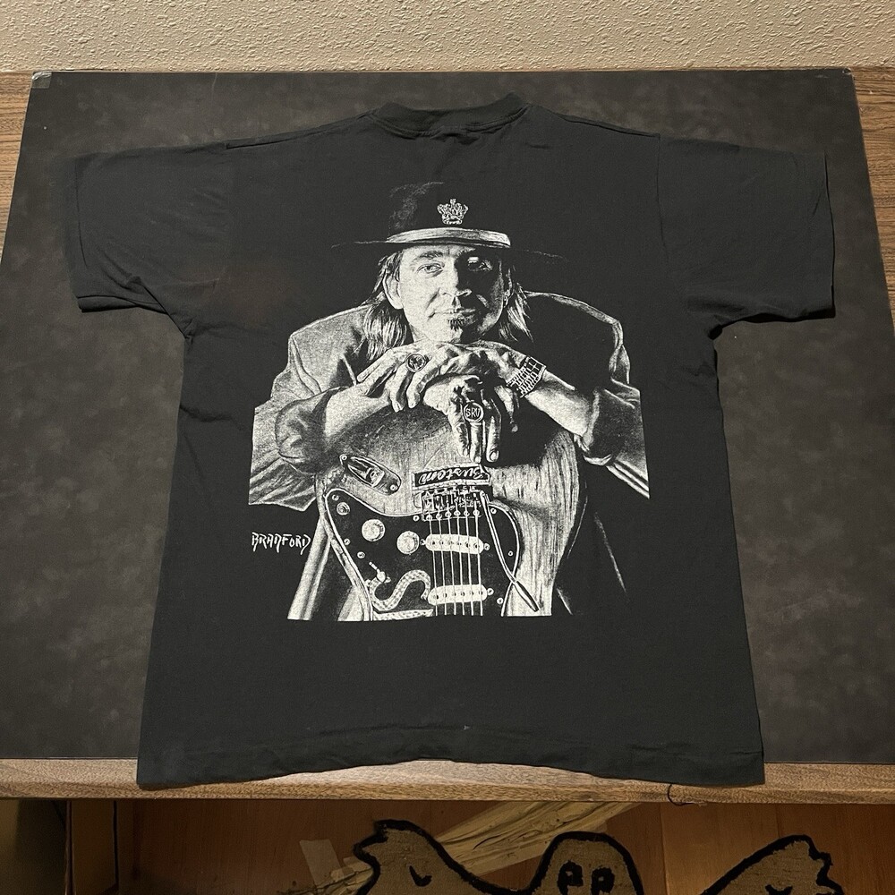 Stevie Ray Vaughn Shirt Portrait Art Tee Texas Flood Tour USA 90s Jimi Hendrix